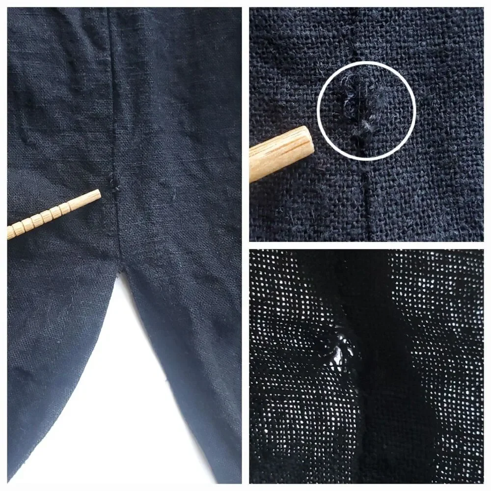 VTG Pencil Skirt Size 4 Black Linen Blend 30" x 36" Long Slit Lagenlook Lagom - Picture 13 of 14